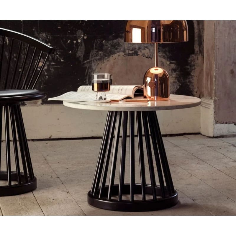 Tom Dixon Tavolino Fan base nera top marmo bianco 60 cm Longho Design Palermo
