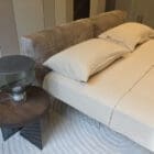 Lago Letto matrimoniale Air Soft testiera tessuto Please gambe vetro extrachiaro 220x180 3 Longho Design Palermo