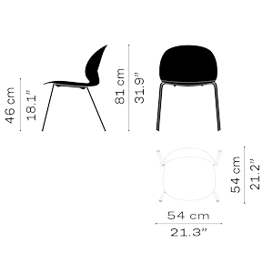 Fritz Hansen sedia N02 blu scuro longho palermo_dimensioni
