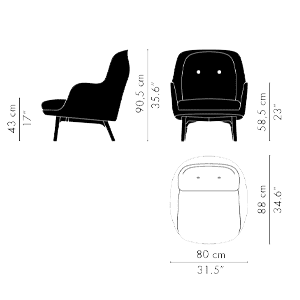 Fritz Hansen Poltrona Fri JH5 longho palermo_dimensioni