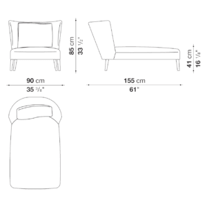 Maxalto Chaise longue Febo longho design palermo dimensioni