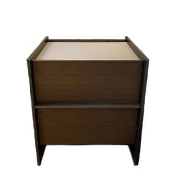 Molteni - Comodino Casper 2 cassetti Eucalipto fianchi laccati Peltro top Eco Skin