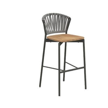 Roda - Sgabello Piper 150 con seduta teak schienale cinghie