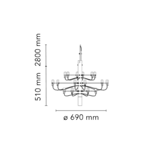 Flos Lampadario 2097 18 Clear Bulbs nero opaco longho design palermo