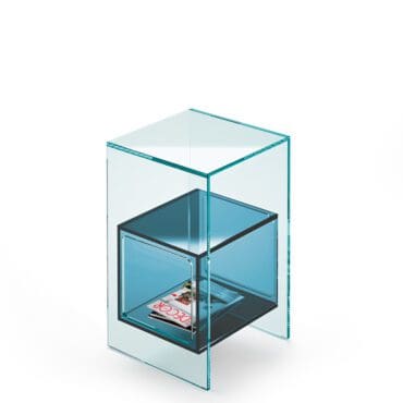 Fiam-Tavolino-Magique-struttura-extralight-contenitore-vetro-azzurro-Longho-Design-Palermo
