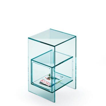 Fiam Tavolino Magique struttura trasparente contenitore vetro trasparente Longho Design Palermo