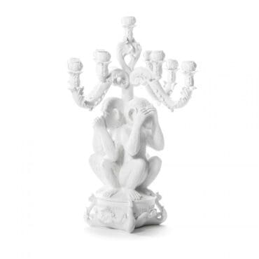 Seletti Candelabro Burlesque 3 Monkeys Grande Bianco Longho Design Palermo