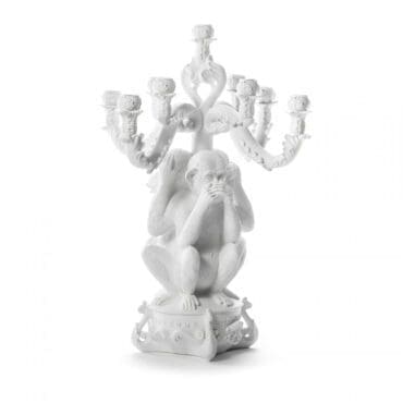Seletti Candelabro Burlesque 3 Monkeys Grande Bianco Longho Design Palermo
