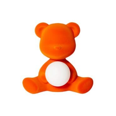 Qeeboo Lampada da Tavolo Teddy Girl Velvet Ricaricabile Arancione 2 Longho Design Palermo
