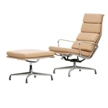 Vitra - Poltrona Soft Pad Chair EA 222-sgabello EA 223 pelle L20