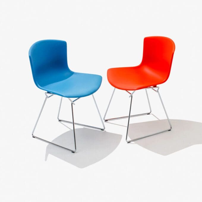 Knoll Sedia Bertoia Polipropilene Cromata Arancione e Blu 1 Longho Design Palermo
