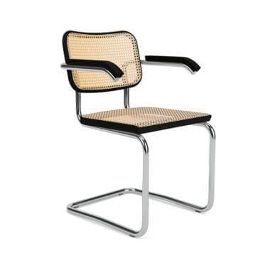 Knoll Sedia Cesca Con braccioli in Nero e Paglia di Vienna longho design palermo