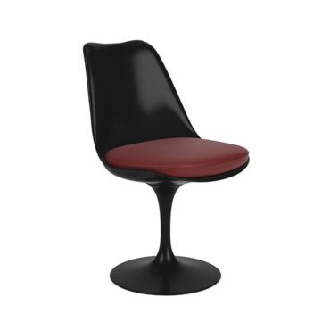 Knoll Sedia Tulip Fissa struttura nera sedile imbottito pelle longho design palermo