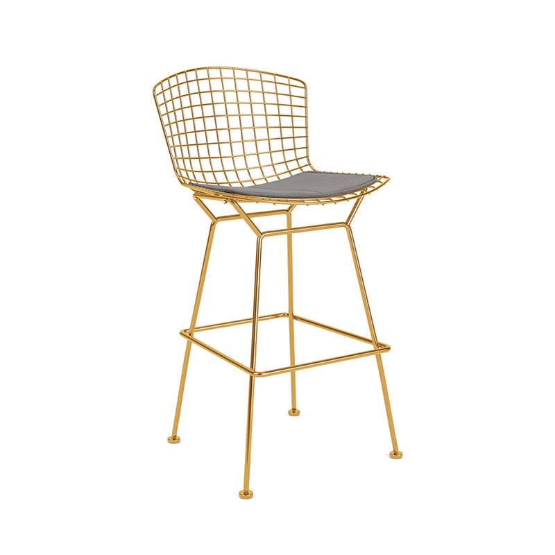 Knoll Sgabello Bar bronzo con cuscino seduta