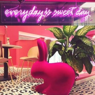 Qeeboo Sedia Coniglio Velvet Fuxia 2 Longho Design Palermo