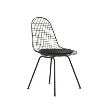 Vitra - Wire Chair DKX-5 nera sedile imbottito tessuto Hopsak