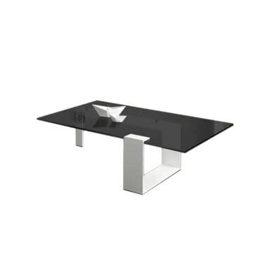Tonelli Tavolino Plinsky 130x70 Bianco Vetro Fume Longho Design Palermo