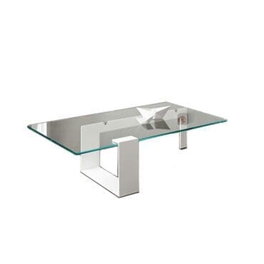 Tonelli Tavolino Plinsky 130x70 Bianco Vetro Trasparente Longho Design Palermo