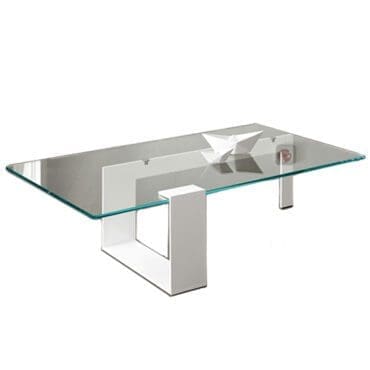 Tonelli Tavolino Plinsky 150x80 Bianco Vetro Trasparente Longho Design Palermo