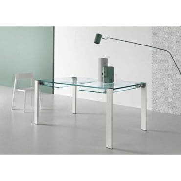Tonelli Tavolo Livingstone 120x90 Piano trasparente con allunghi trasparenti 3 Longho Design Palermo