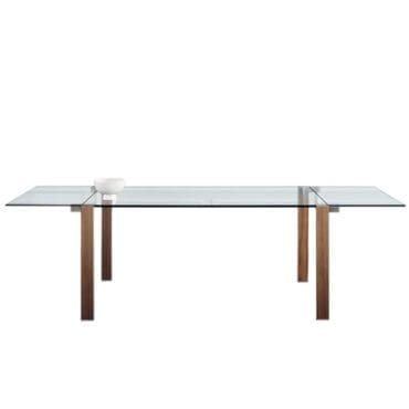 Tonelli Tavolo Livingstone Wood Leg 120x90 Piano trasparente con allunghi trasparenti Longho Design Palermo