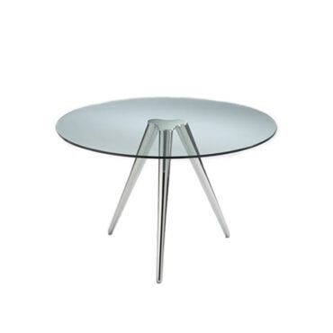 Tonelli Tavolo Unity d120 Gambe Cromate Top vetro Extrachiaro Longho Design Palermo