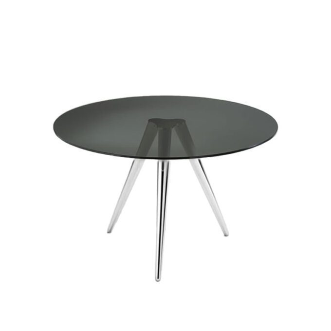 Tonelli Tavolo Unity d120 Gambe Cromate Top vetro Fume Longho Design Palermo