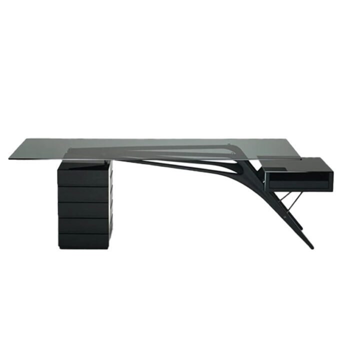 Zanotta Scrivania 2690 Cavour CM Rovere Nero Top Cristallo Fume Longho Design Palermo