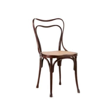 Thonet Sedia Loos Cafè Museum base in Faggio tinto noce scuro seduta in paglia di Vienna longho design palermo