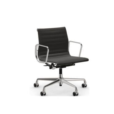 Vitra Sedia Aluminium EA 118 Pelle Nera Longho Design Palermo