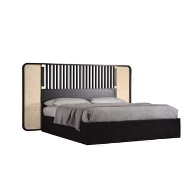 Thonet Testiera Letto OttoW struttura in Faggio nero decoro in paglia di Vienna longho design palermo