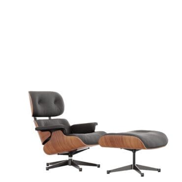Vitra Poltrona Lounge Chair & Ottoman h84 Ciliegio americano cioccolato base lucido lati neri longho design palermo