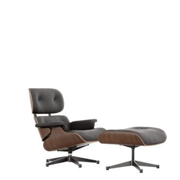 Vitra Poltrona Lounge Chair & Ottoman h84 Noce nero pigmentato cioccolato base lucido lati neri longho design palermo