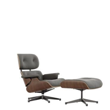 Vitra Poltrona Lounge Chair & Ottoman h84 Noce nero pigmentato grigio umbra base lucido lati neri longho design palermo
