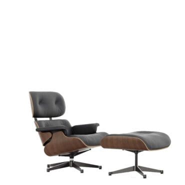 Vitra Poltrona Lounge Chair & Ottoman h84 Noce nero pigmentato nero base lucido lati neri longho design palermo