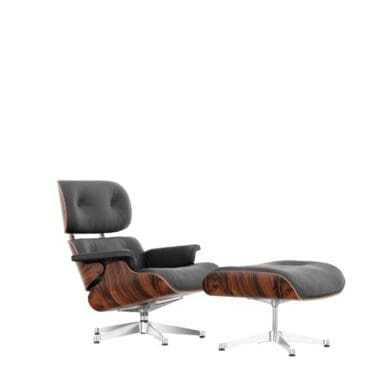 Vitra - Poltrona Lounge Chair & Ottoman h84 Palissandro Santos cioccolato base lucido