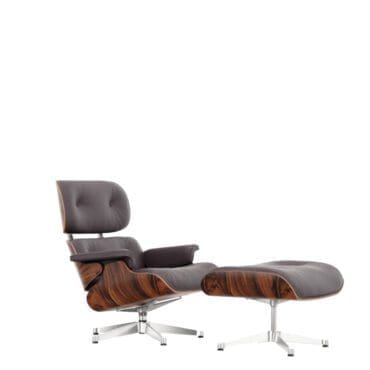 Vitra - Poltrona Lounge Chair & Ottoman h84 Palissandro Santos prugna base lucido