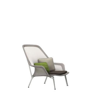 Vitra Poltrona Slow Chair base lucido rivestimento maglia marrone crema longho design palermo