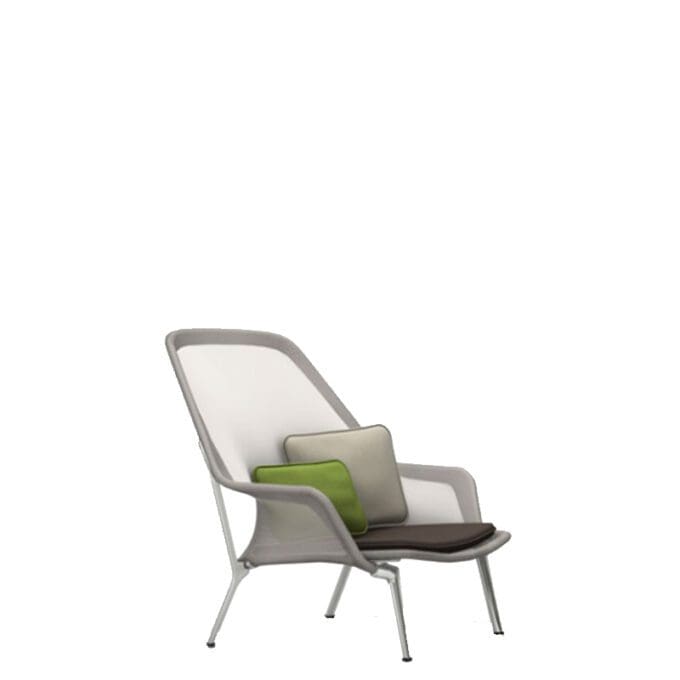 Vitra Poltrona Slow Chair base lucido rivestimento maglia marrone crema longho design palermo