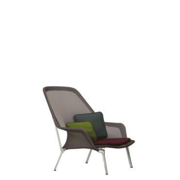 Vitra Poltrona Slow Chair base lucido rivestimento maglia marrone longho design palermo
