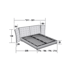 Flou Letto matrimoniale Angle paravento testata trapuntata base H25 longho design palermo