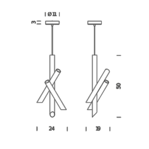 Nemo - Lampada a sospensione Tubes 3 nero