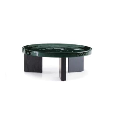 Minotti - Tavolino Louver D90 laccato malachite