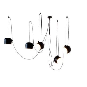 Flos Lampada da sospensione Aim small nera 5 moduli e rosone multiplo nero longho design palermo 00