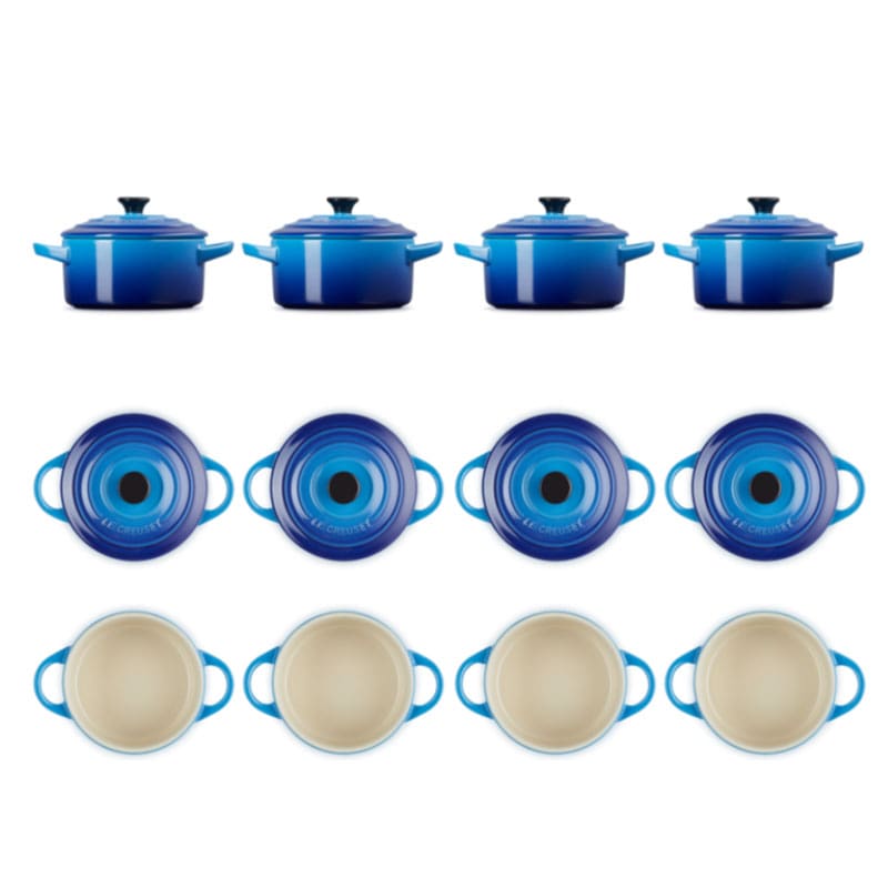 Le Creuset Set 4 mini cocotte Azure Blu Longho Design Palermo