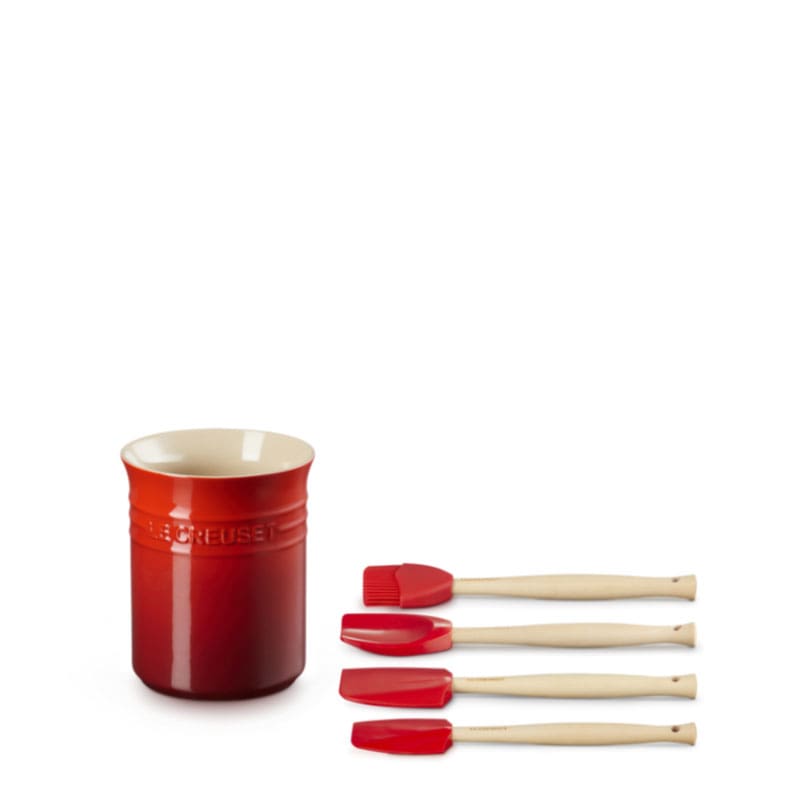 Le Creuset Set Contenitore spatole + 4 Spatole Craft Ciliegia 1 Longho Design Palermo