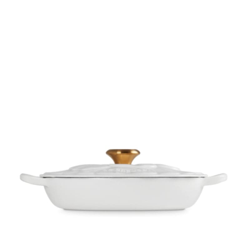Le Creuset Tegame basso con coperchio a fiore 26 White 2 Longho Design Palermo
