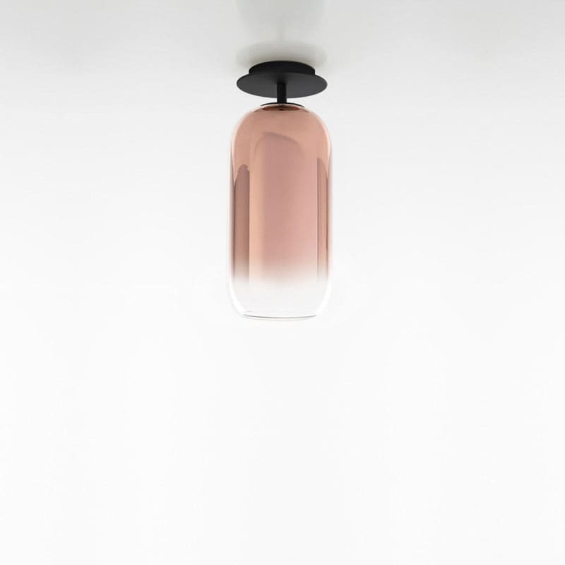 Artemide Lampada da soffitto Gople Mini struttura nera diffusore rame PVD Longho Design Palermo