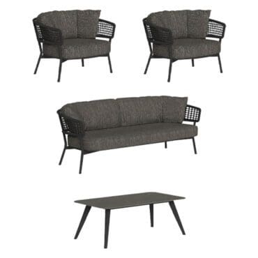 Set Moon Alu Graphite dark grey ( 1 divano, 2 poltrone, 1 tavolino 100x60) longho design palermo 0