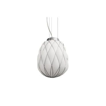 Fontana Arte - Lampada a Sospensione Pinecone media cromo bianco
